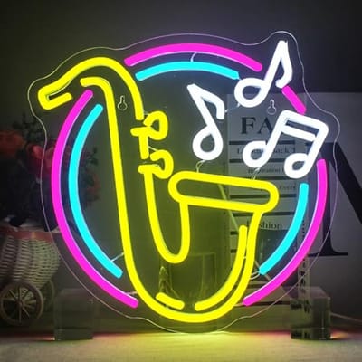 Neon Licht Teken Saxofoon - Kleurrijke Dimbare LED Neon Lights voor Slaapkamer, Muziek Studio en Feest Decor