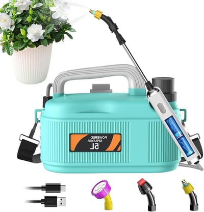 Elektrische spuit - Waternevelsproeier - Planten verzorgen - Verstelbare spuitpatronen - 51 Liter - Wit