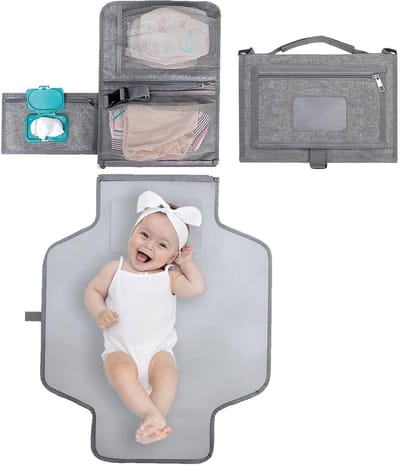 Draagbare luiermat - Opvouwbaar verschoningsstation - Baby verzorgen - Waterdicht en hygiënisch - 55 x 115 cm - Grijs