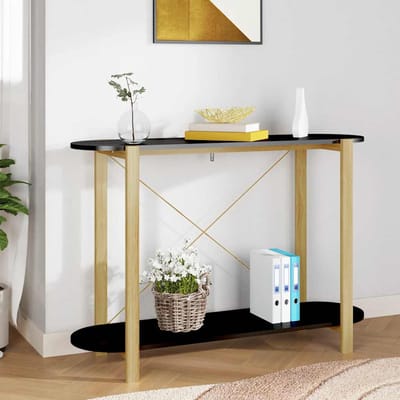 vidaXL - Wandtafel - 110x38x75 - cm - bewerkt - hout - zwart
