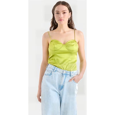 Shoeby Lm-sbsatin Corset Top Brightgreen Maat: XS | Bustiers Outlet | Dames | Groen