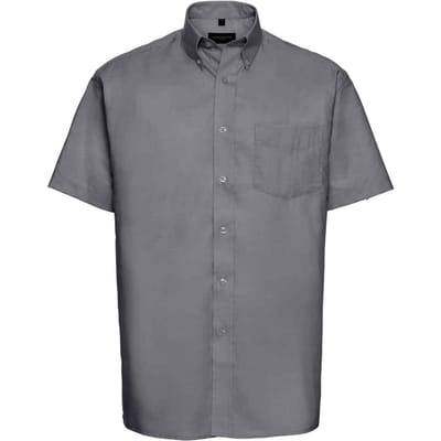 Russell Collection Heren Oxford Formeel Shirt (Zilver)