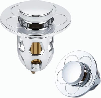 2-pack universele spoelbakplug bidetfilter pop-up anti-verstopping metalen spoelbakplug voor keukenbadgootsteen (34-40 mm) zilver