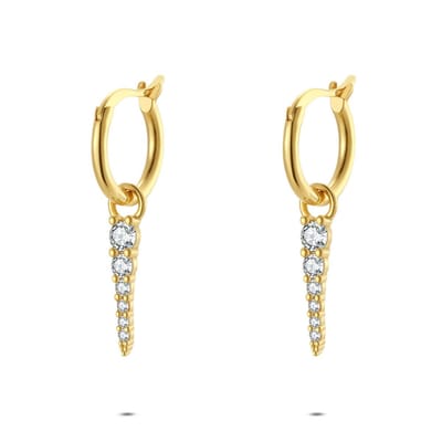 Twice As Nice Oorbellen in zilver, hangend met zirkonia Goudkleurig