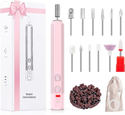 QORA® Nagel spullen - Elektrische Nagelvijl - Nagelfrees - Roze - 15cm x 3cm x3cm