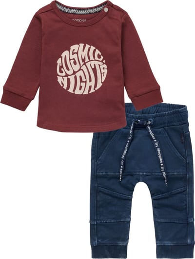 Noppies - Kledingset - Jongens - 2delig - Broek Jeslo Black Iris - Shirt Jaroslavi Andorra - Maat 68