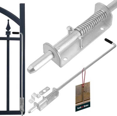 KOTARBAU® Veergrendel , Grendel met Veer, Verzinkt Staal, 800 mm, Zilver, Veerbelaste Grendel, Bodemschuif, Grondgrendel, Deurslot, Valgrendel, Staartgrendel