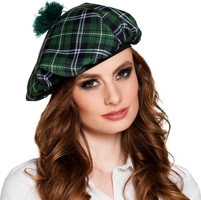 Boland - Baret Tartan groen Groen - Één maat - Volwassenen - Unisex - Landen