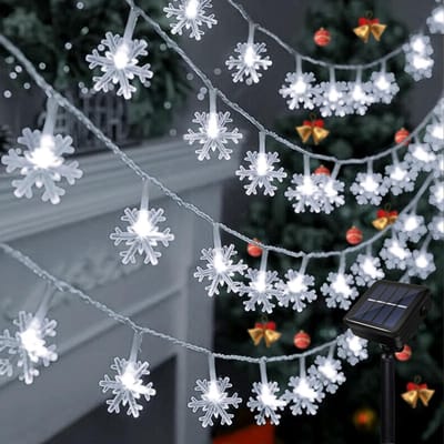 Verlichte Sneeuwvlok Tuinverlichting met 100 LED's - 11,9 meter, 8 Modi, Waterdicht voor Buiten, Perfect voor Kerst en Bruiloften