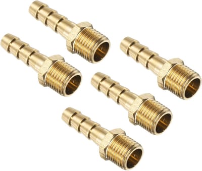 5 stuks M10-1 ID 6 mm slangverbinders, messing, tuinslang, benzineslang op weerhaken, geschikt voor slang, schroefdraad, buisarmatuur, adapter, connector voor water, brandstof, lucht