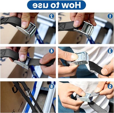 Set van 6 Zachte Spanbanden met Ringen voor Veilig Transport van Trailers, Motoren en Dirtbikes