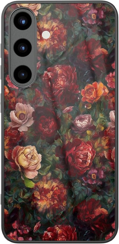 Casimoda® hoesje - Geschikt voor Samsung Galaxy S25 - Floral Garden - Luxe Hard Case Zwart - Backcover telefoonhoesje - Multi