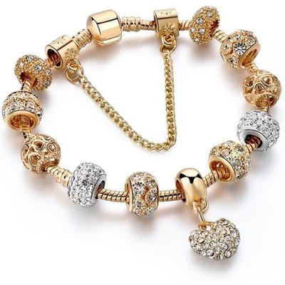 Yada Gifts Ins Fashion Gouden Hart Armbanden & Bangles Voor Vrouwen Ketting Armbanden Bedel Kristal Sieraden Trendy Armband Bt200176 21cm beige
