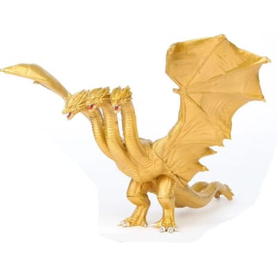 18cm Anime Godzilla Koning van De Monsters 3 Hoofden Koning Ghidorah Draak Zacht Rubber Monster Model Pop Sieraden Speelgoed voor Kinderen Cadeau beige