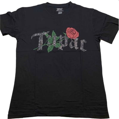 Tupac - Rose Logo Heren T-shirt - S - Zwart