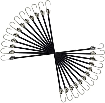 Dailygoods - Elastische Spanbanden Set - Ideaal voor Kamperen en Transport - 12 Stuks - Zwart - Sterke Bungee Touwen - Voor Outdoor Activiteiten - 30 cm