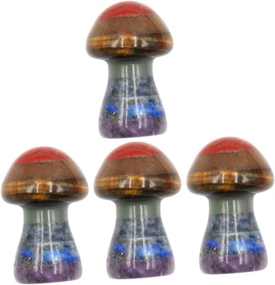 Stenen Paddestoelen - Mini Decoraties - Tuin Aankleden - Weerbestendig Materiaal - 4 Stuks - Kleurrijk