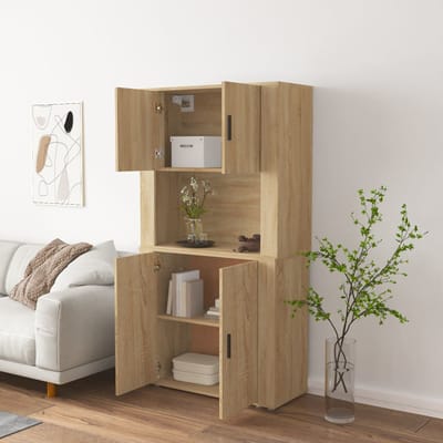 vidaXL - Hoge - kast - bewerkt - hout - sonoma - eikenkleurig
