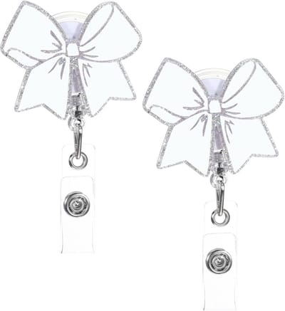 Badge Reel Set - ID Kaarthouder - Toegang Beveiligen - Strikje Design - 2 Stuks - Wit