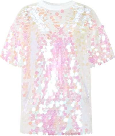 Feestelijke Top met Pailletten en V-hals – Schitterend Dames T-shirt met Korte Mouwen – Glamoureuze Stretchtop voor Feestjes en Gelegenheden - Roze - L
