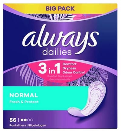 Inlegkruisjes Normaal Vers & Beschermend met Frisse Geur - 56 Stuks