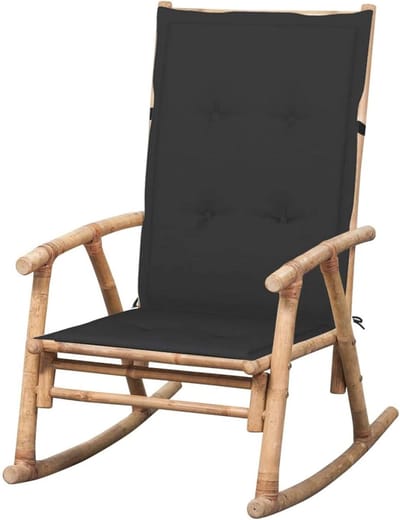 Schommelstoel met kussen - Bamboe relaxstoel - Buiten ontspannen - UV- en weerbestendig - 66 x 86 x 105 cm