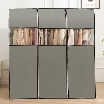 Kledingrekhoes Stofdicht - Kledingbeschermer Ademend - Kleding Opbergen - Transparant Venster - 120 cm Lengte - Grijs