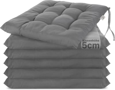 Zitkussens Set - Stoelkussens Tuin - Extra Comfort - Met Koord Bevestiging - 40x40cm - Donkergrijs