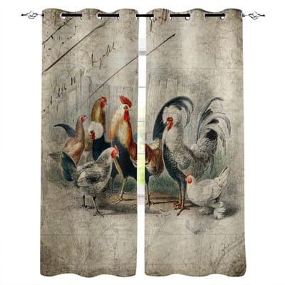 Boerenleven Haan Hen Zonnebloem Huisdecoratie Raamgordijnen Slaapkamer Keukengordijn Paneelgordijnen voor Woonkamer 135W x 60H(cm)