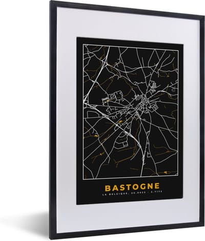 Fotolijst incl. Poster - Stadskaart - Bastogne - Kaart - Plattegrond - Goud - 30x40 cm - Posterlijst