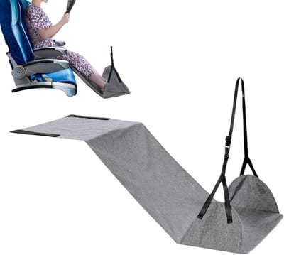 Vliegtuig Voet Hangmat - Beensteun Accessoire - Comfortabel Reizen - Verstelbare Draagriem - 100 x 45 cm - Zwart