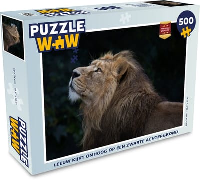 Puzzel Leeuw - Zwart - Jungle - Legpuzzel - Puzzel 500 stukjes
