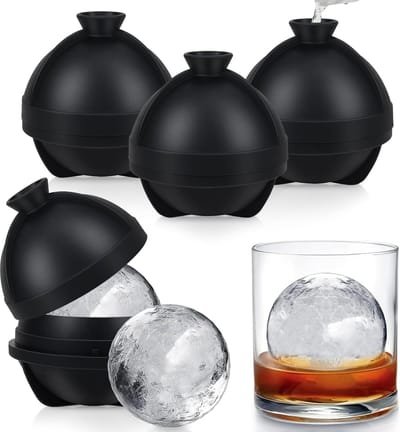 VHV - IJsbalvorm - voedselveilige siliconen citroenvorm 4 stuks - met deksel, makkelijk lossen, morsvrij vullen - voor whisky, cocktails, koffie en drankjes