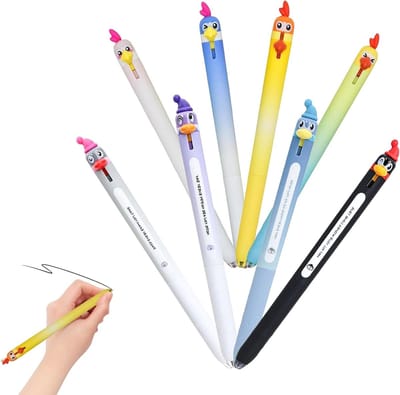 Set van 8 anti-stress pennen met schattige ontwerpen, balpen voor volwassenen en kinderen, soepel schrijven en ontspanning