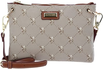 U.S. POLO ASSN. Schoudertas Hampton Flat Crossbody Bag Brown Beige