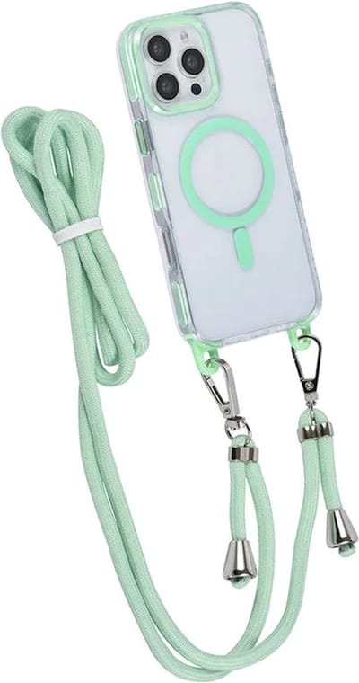 TUNIQ iPhone 16 Pro Max Hoesje met Koord - MagSafe Compatible - Groen-Transparant