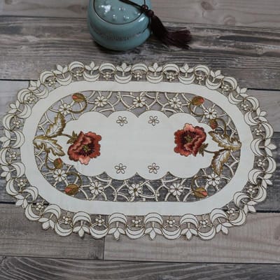 Luxe Rozenbloem borduurwerk tafel placemat doek Bruiloft Kerstmis diner placemat keuken Tafeldecoratie en accessoires oval 28X43CM
