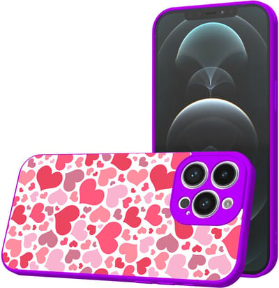 Smartphonica Telefoonhoesje Geschikt voor iPhone 12 Pro Max met Hartjes opdruk - TPU Back Cover Case Hearts Design - Paars geschikt voor iPhone 12 Pro Max