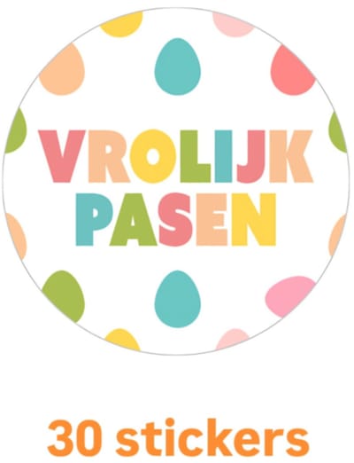 Vrolijk pasen - 30 stickers - Sluitstickers - paashaas - voorjaar - 4cm