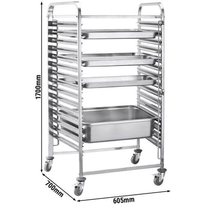 GGM Gastro Tablettwagen - für 16 Tabletts GN 2/1 Zilver