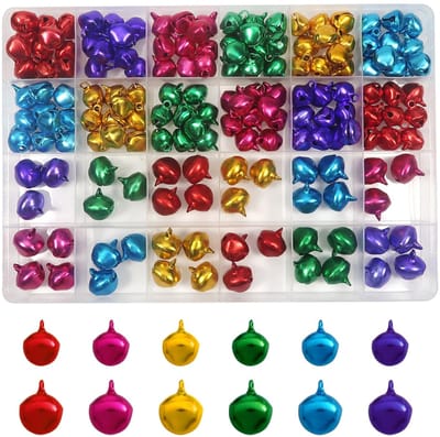 Dailygoods- Kerstbellen 162 stuks - Metaal - 12 mm/14 mm - Kleurrijke Bellen - Jingle Bells - Decoratie voor Kerstfeest - Ideaal voor Sieraden - Decoratiebel