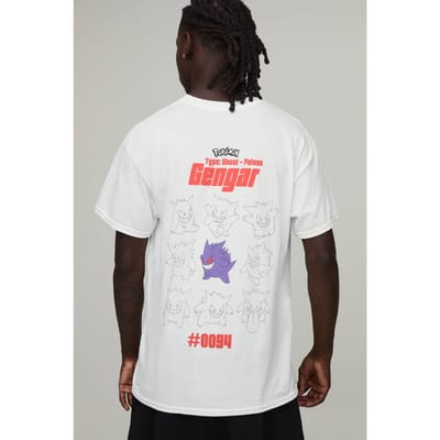 Oversized Gengar Pokemon Licentie Print T-shirt | White | Size XL