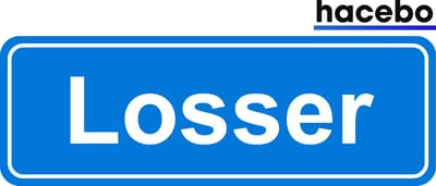 Hacebo - Plaatsnaam Sticker - 29x10 CM - Losser sticker - Verkeersborden sticker - grappige cadeaus - Losser