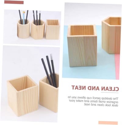Set van 10 Houten Pennenhouders van Dennenhout voor Bureau, Make-up en Plantenpotten - Ideaal voor Organisatie en Decoratie