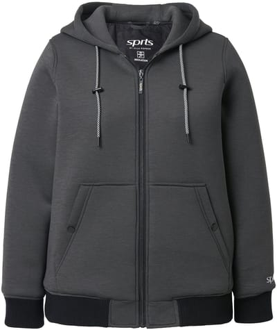 Ulla Popken - Dames - Softshell jas waterafstotend doorgestikte voering capuchon - Zwart - Maat 42+