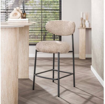 Barstoel Aiko japandi - Cargo zand - 48x55x95 cm - barstoelen set van 2