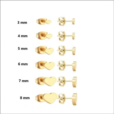 Aramat Jewels | Oorbellen | RVS Hartjes Oorbellen: Perfect Cadeau! | Goudkleur / 4mm | | | | Kinderen, Volwassenen | Verkleurd niet