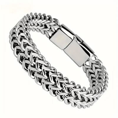 Sjika - Schakelarmband Heren Zilverkleurig – Stoere RVS Armband met Dubbele Schakel – Luxe Heren Armband – Moderne Mannen Sieraden - Cadeau voor hem