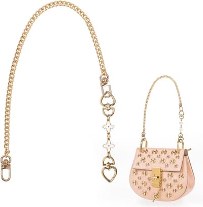 Stijlvolle Vervangende Handtas Kettingriem - 45 cm Gouden Handgrepen met Witte Verlengketting, Duurzame Korte Strap voor Handtassen, Set van 2, Perfect voor Mode en Accessoires
