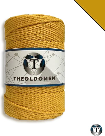 Macramé Koord | Oker | 200 meter | 100% Katoen | Macramé Touw | Macramé | Voor Macramé Plantenhanger | Wandkleed | Dromenvanger | Triple Twist | DIY | Touw | 3mm | TheOldOmen |
